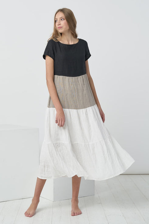 Image 8 of Linen summer dress with short sleeves made from natural linen Judit from Baltic Linen